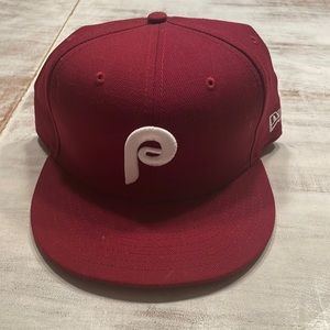 Burgundy Phillies fitted hat size 7.5
